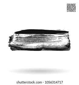 Grey  brush stroke and texture. Grunge vector abstract hand - painted element. Underline and border design.