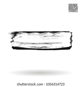 Grey  brush stroke and texture. Grunge vector abstract hand - painted element. Underline and border design.