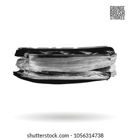 Grey  brush stroke and texture. Grunge vector abstract hand - painted element. Underline and border design.