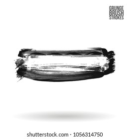 Grey  brush stroke and texture. Grunge vector abstract hand - painted element. Underline and border design.
