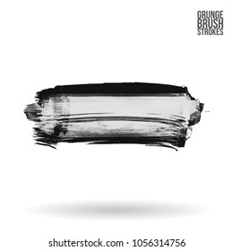 Grey  brush stroke and texture. Grunge vector abstract hand - painted element. Underline and border design.