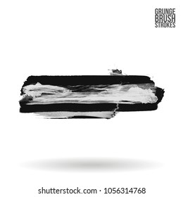 Grey  brush stroke and texture. Grunge vector abstract hand - painted element. Underline and border design.