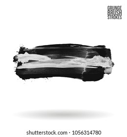 Grey  brush stroke and texture. Grunge vector abstract hand - painted element. Underline and border design.