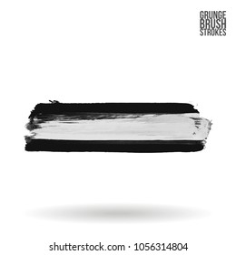 Grey  brush stroke and texture. Grunge vector abstract hand - painted element. Underline and border design.