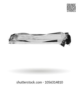 Grey  brush stroke and texture. Grunge vector abstract hand - painted element. Underline and border design.