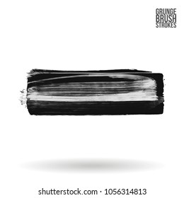 Grey  brush stroke and texture. Grunge vector abstract hand - painted element. Underline and border design.