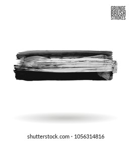Grey  brush stroke and texture. Grunge vector abstract hand - painted element. Underline and border design.