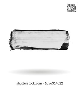 Grey  brush stroke and texture. Grunge vector abstract hand - painted element. Underline and border design.