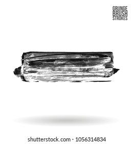 Grey  brush stroke and texture. Grunge vector abstract hand - painted element. Underline and border design.