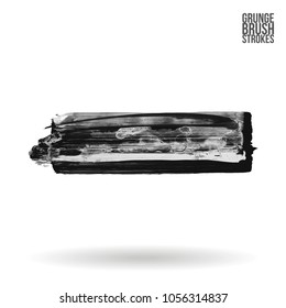 Grey  brush stroke and texture. Grunge vector abstract hand - painted element. Underline and border design.