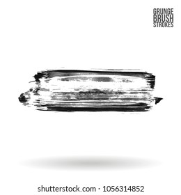 Grey  brush stroke and texture. Grunge vector abstract hand - painted element. Underline and border design.