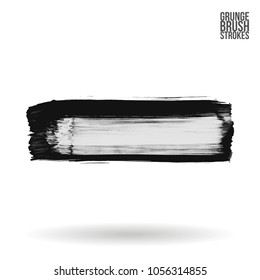 Grey  brush stroke and texture. Grunge vector abstract hand - painted element. Underline and border design.