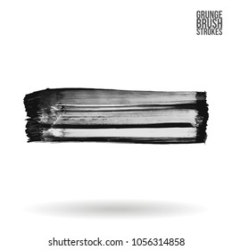 Grey  brush stroke and texture. Grunge vector abstract hand - painted element. Underline and border design.