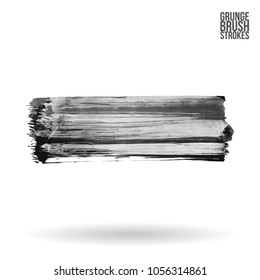 Grey  brush stroke and texture. Grunge vector abstract hand - painted element. Underline and border design.