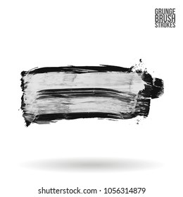 Grey  brush stroke and texture. Grunge vector abstract hand - painted element. Underline and border design.