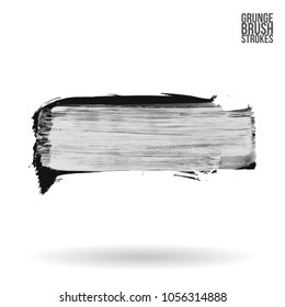 Grey  brush stroke and texture. Grunge vector abstract hand - painted element. Underline and border design.