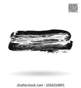 Grey  brush stroke and texture. Grunge vector abstract hand - painted element. Underline and border design.