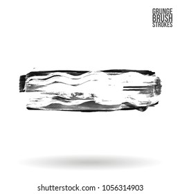 Grey  brush stroke and texture. Grunge vector abstract hand - painted element. Underline and border design.