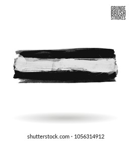 Grey  brush stroke and texture. Grunge vector abstract hand - painted element. Underline and border design.