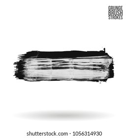 Grey  brush stroke and texture. Grunge vector abstract hand - painted element. Underline and border design.