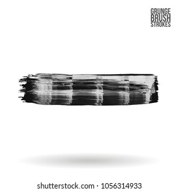 Grey  brush stroke and texture. Grunge vector abstract hand - painted element. Underline and border design.