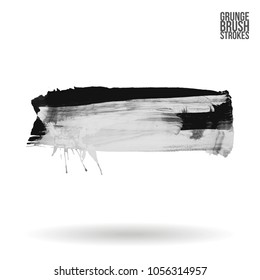 Grey  brush stroke and texture. Grunge vector abstract hand - painted element. Underline and border design.