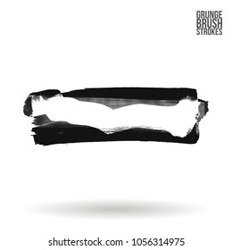 Grey  brush stroke and texture. Grunge vector abstract hand - painted element. Underline and border design.