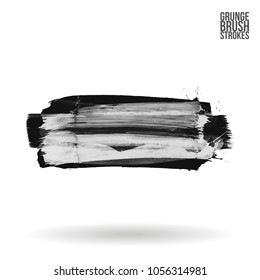 Grey  brush stroke and texture. Grunge vector abstract hand - painted element. Underline and border design.