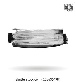 Grey  brush stroke and texture. Grunge vector abstract hand - painted element. Underline and border design.