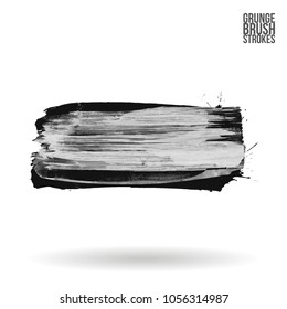 Grey  brush stroke and texture. Grunge vector abstract hand - painted element. Underline and border design.