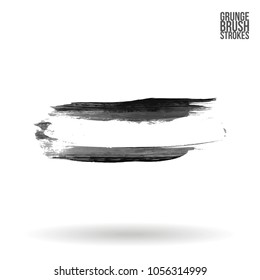 Grey  brush stroke and texture. Grunge vector abstract hand - painted element. Underline and border design.