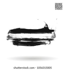 Grey  brush stroke and texture. Grunge vector abstract hand - painted element. Underline and border design.