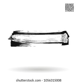 Grey  brush stroke and texture. Grunge vector abstract hand - painted element. Underline and border design.
