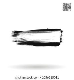 Grey  brush stroke and texture. Grunge vector abstract hand - painted element. Underline and border design.