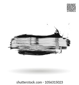Grey  brush stroke and texture. Grunge vector abstract hand - painted element. Underline and border design.