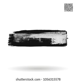 Grey  brush stroke and texture. Grunge vector abstract hand - painted element. Underline and border design.