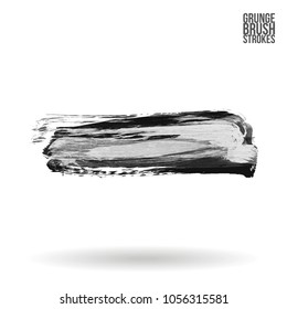 Grey  brush stroke and texture. Grunge vector abstract hand - painted element. Underline and border design.