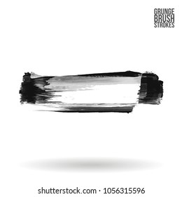 Grey  brush stroke and texture. Grunge vector abstract hand - painted element. Underline and border design.