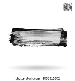Grey  brush stroke and texture. Grunge vector abstract hand - painted element. Underline and border design.