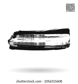 Grey  brush stroke and texture. Grunge vector abstract hand - painted element. Underline and border design.