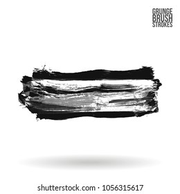 Grey  brush stroke and texture. Grunge vector abstract hand - painted element. Underline and border design.