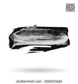 Grey  brush stroke and texture. Grunge vector abstract hand - painted element. Underline and border design.