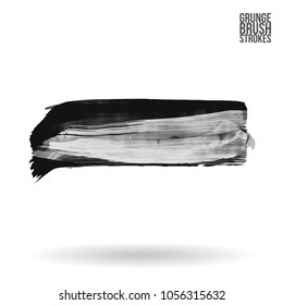 Grey  brush stroke and texture. Grunge vector abstract hand - painted element. Underline and border design.