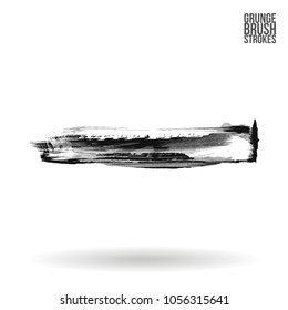 Grey  brush stroke and texture. Grunge vector abstract hand - painted element. Underline and border design.