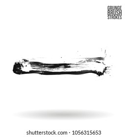 Grey  brush stroke and texture. Grunge vector abstract hand - painted element. Underline and border design.