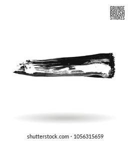 Grey  brush stroke and texture. Grunge vector abstract hand - painted element. Underline and border design.