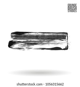 Grey  brush stroke and texture. Grunge vector abstract hand - painted element. Underline and border design.