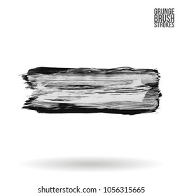 Grey  brush stroke and texture. Grunge vector abstract hand - painted element. Underline and border design.