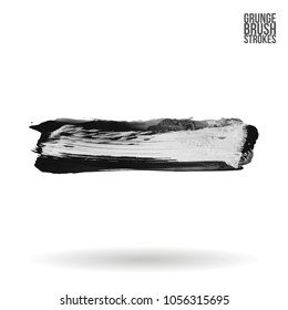 Grey  brush stroke and texture. Grunge vector abstract hand - painted element. Underline and border design.