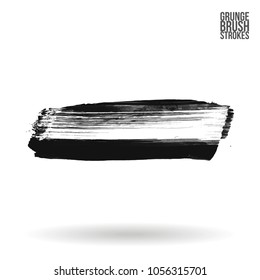 Grey  brush stroke and texture. Grunge vector abstract hand - painted element. Underline and border design.